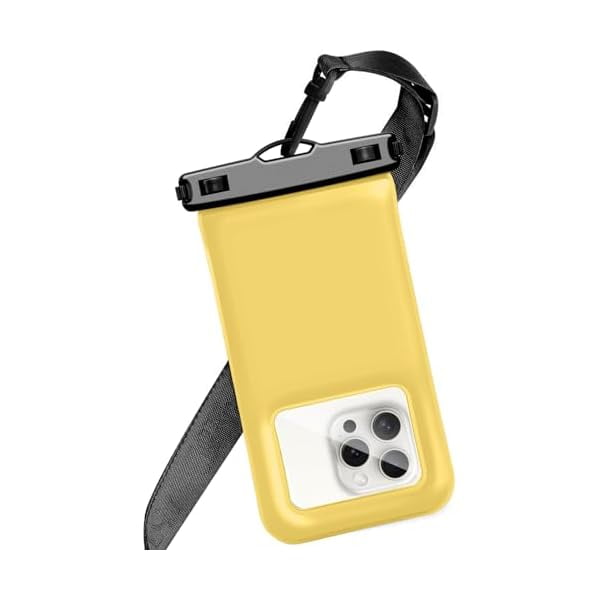 wonima44 Floatable Soap Bubble Waterproof Phone Pouch/Case with Crossbody Lanyard for iPhone 17 16 Pro Max/15 Pro/14/13/12, IP68 Cellphone Dry Bag Beach Cruise Ship Essentials, 1 Pack-Yellow-7″