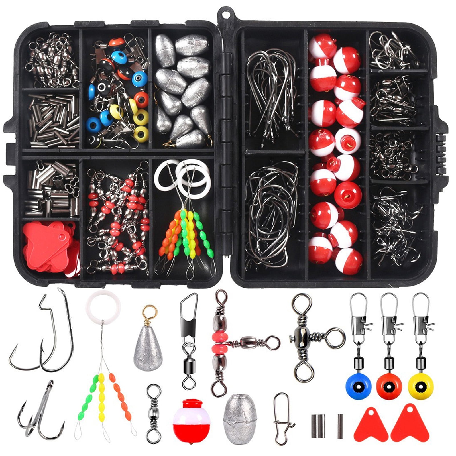 273PCS Fishing Accessories Kit with Fishing Pliers, Hook Remover Tool, Swivels, Hooks, Weights & Floats, Saltwater Freshwater Fishing Gear Set