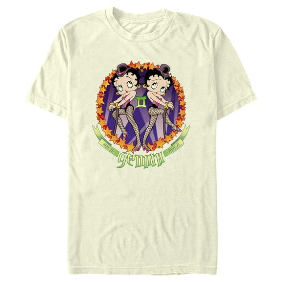 Men's Betty Boop Gemini Zodiac Graphic Tee Beige 2X Large