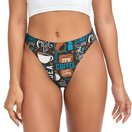 Adobk Coffee Lover Print Print Seamless Women Underwear Thongs No Show Ladies Thong No Line Breathable Comfortable Panties Undies for Women-XX-Large