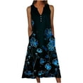 thumbnail image 1 of Robes d'Été pour Femmes Longueur Midi, Robe Longue d'Été à Imprimé Floral pour Femmes avec Poches Boutons Manches Courtes, 1 of 4