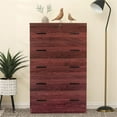 thumbnail image 6 of Pemberly Row Modern 5-Drawer Engineered Wood Chest Dresser with Lock in Mahogany, 6 of 14