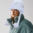 thumbnail image 4 of Lojalitet Gorro de lana con bola de piel bordada dulce otoño e invierno más gorro de punto grueso y cálido de terciopelo, 4 of 5