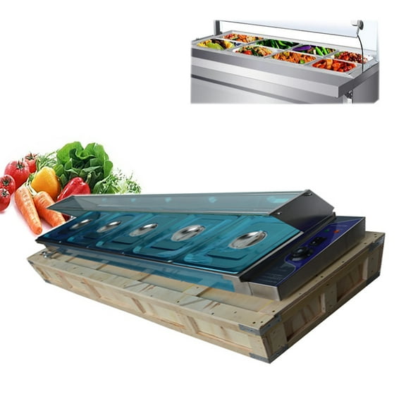 TECHTONGDA Buffet Food Warmer Bain Marie Canteen Steam Heater 5-Pan