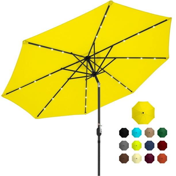 Best Choice S 10ft Solar Led Lighted Patio Umbrella W Tilt Adjustment Fade Resistant Fabric Yellow Com Best Choice S 10ft Solar Led, Sorbus 10 Ft Outdoor Patio Umbrella With Solar Charging Led Lights