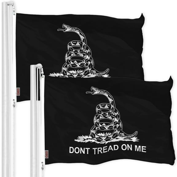 Gadsden Black and White Flag 3x5FT 2-Pack Printed 150D Polyester By G128