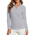 thumbnail image 2 of Bzdzmqm Womens Half Zip Running Shirts Long Sleeve Athletic Workout Tops Stand Collar Slim Fit Stretch Yoga Gym Activewear Casual Fall Winter Daily Wear Travel, Gray 2XL, 2 of 9