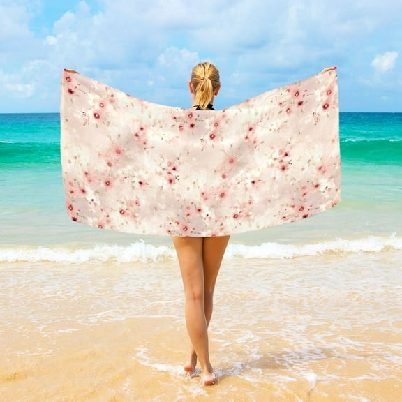 Cherry Floral Flowers Beach Towel Camping Towel Microfiber Oversized 37" x 74" Absorbent for Seaside Camping Swimming Fitness
