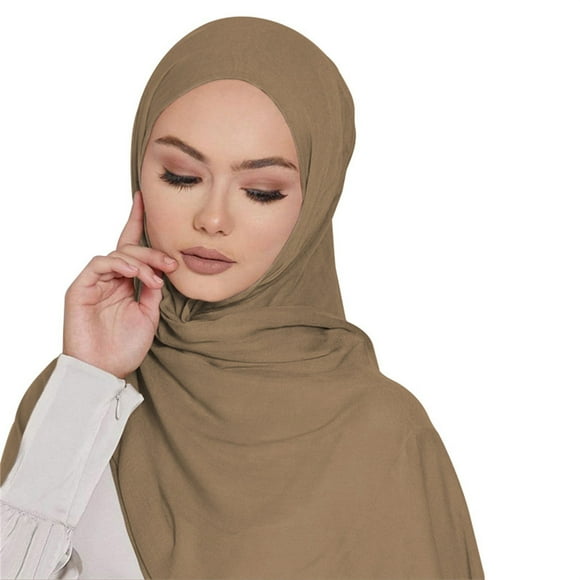 Muslim Ramadan Chiffon Hijab Scarf - Soft Head Cover for Daily Prayer Outdoor Activities (Elegant & Modest) Under 5$, Yubnlvae Women Chiffon Hijab Scarf Long Hijabs Scarves , Brown, One Size