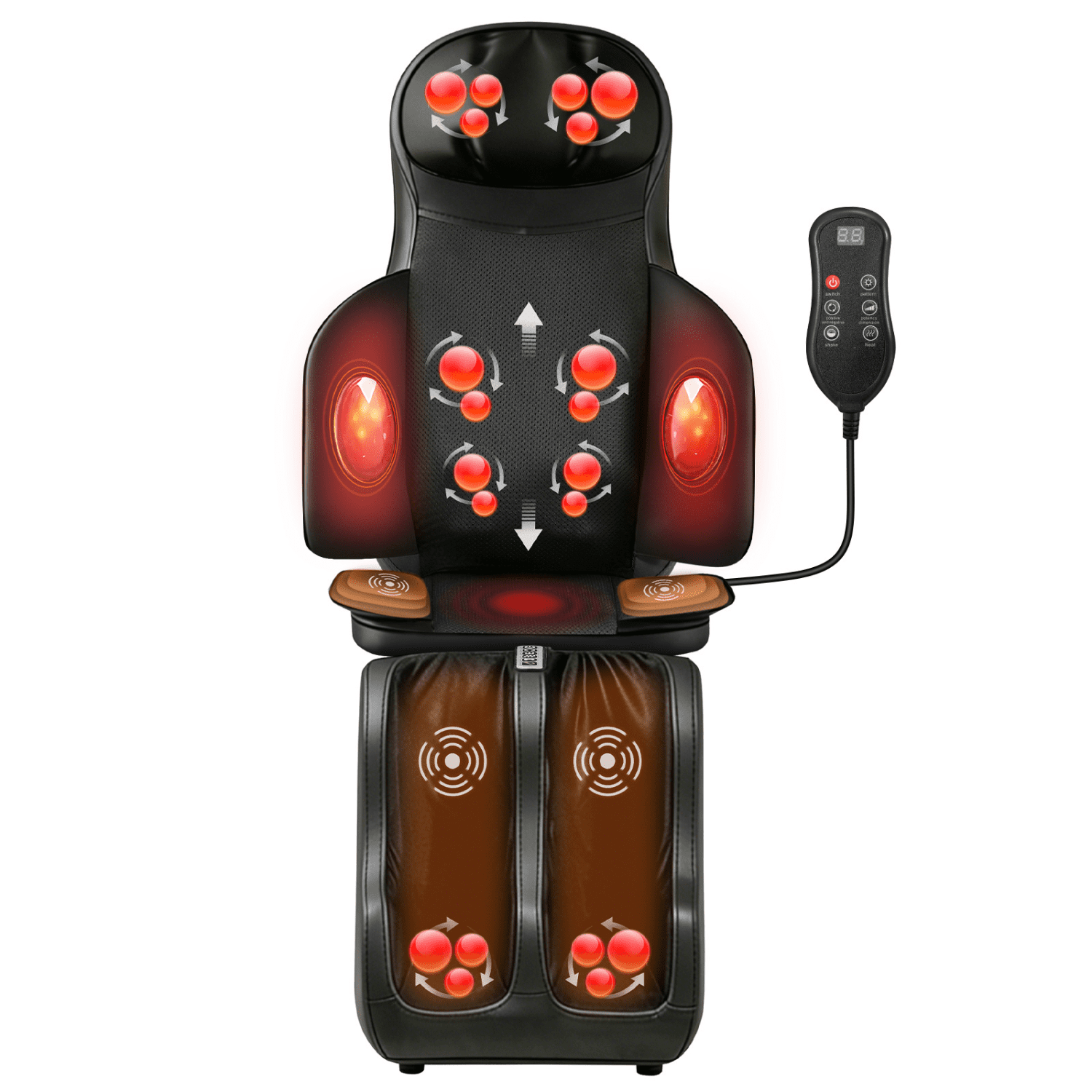 Portable Massage Mat with Shiatsu Kneading & Vibration, 3-in-1 Back Neck Calf Massager with Heating for Full Body Relief, Home Office Massage Cushion with Remote Control & Adjustable Modes