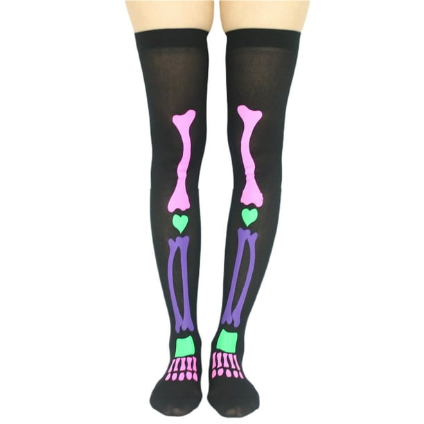 Genuiskids Women's Halloween KneeHigh Socks Cartoon Skull Horror