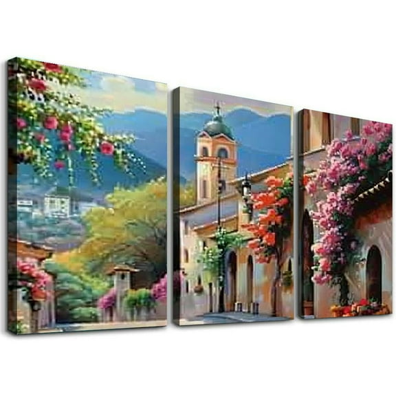 Ullo0ord Art Poster Colorful Wall Art Guanajuato Artwork Mexican Decor Mexican Village Wall Art Paintings Canvas Wall Decor Home Decor Living Room Decor Aesthetic Prints 12x16x3pcs