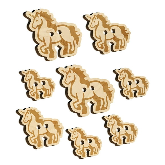 Elegant Majestic Mythical Unicorn Wood Buttons for Crochet Knitting Sewing DIY Craft - 1.00 Inch Medium (7pcs)