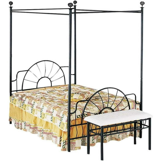 Full Canopy Bed HB/FB, Black Finish