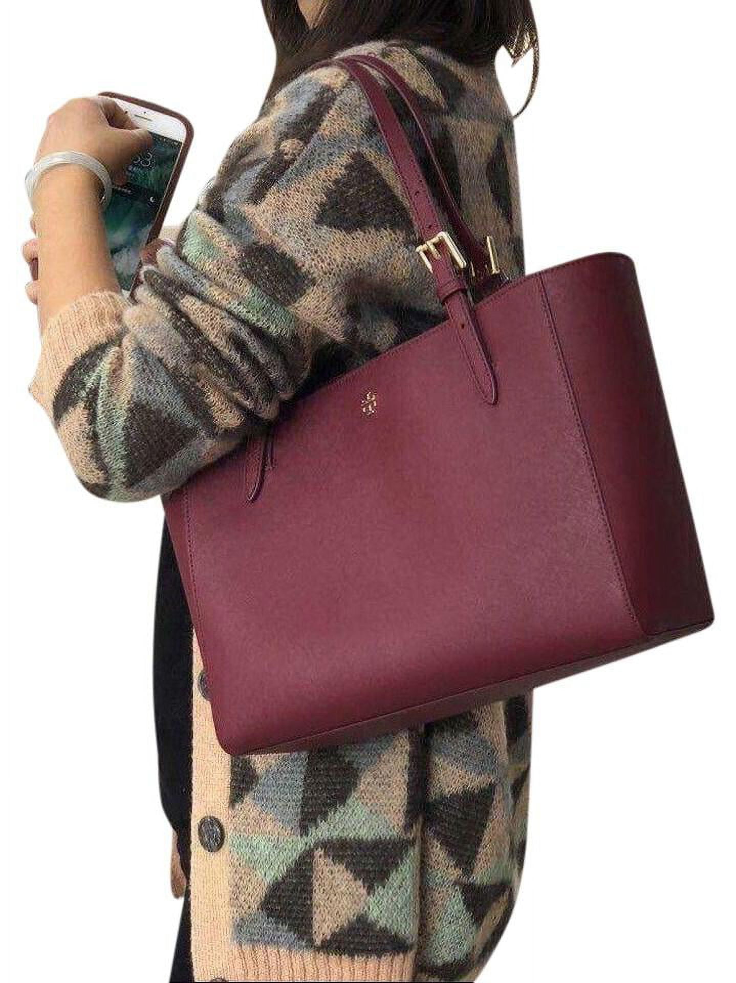 TORY BURCH Emerson Brilliant Red Saffiano Leather Small Top Zip Tote Handbag