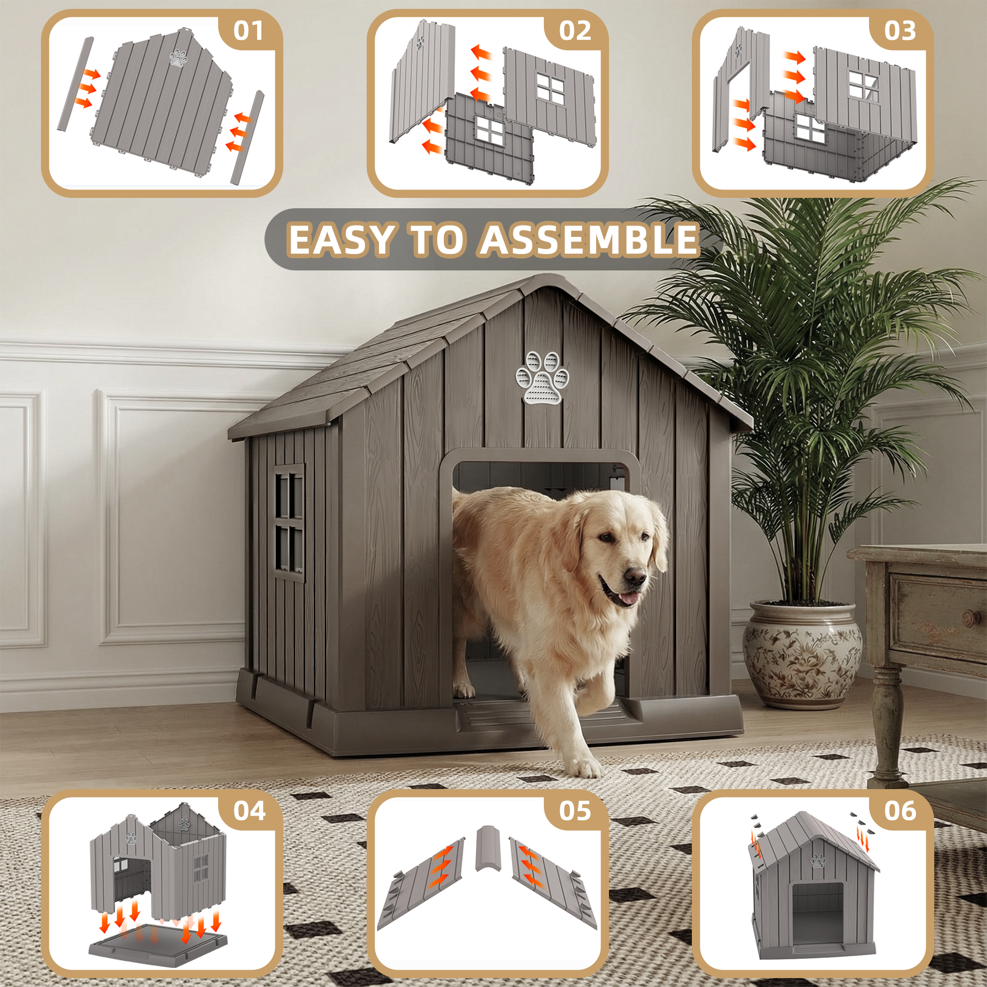 MAYEERTY All-Weather Outdoor Dog House, UV-Protected Pet Shelter for Garden Retreat