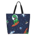 thumbnail image 1 of Balery Dinosaur Astronaut Space Surfing Bolsa Tote Estilo Estético con Cremalleras, Bolsa de Hombro, Bolsa de Compras Grande y Plegable, 1 of 8