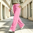 thumbnail image 6 of Women's Wide Leg Pants High Waisted Drawstring Elastic Waist Casual Loose Palazzo Solid Color Trousers with Pockets, 6 of 7