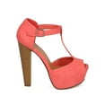 thumbnail image 2 of New Women Breckelles Brina-21 PU Peep Toe T-Strap Platform Chunky Heel Sandal, 2 of 6
