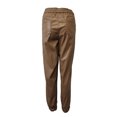 thumbnail image 3 of xiaxaixu Women Solid Color Trousers, Elastic Waist Leather Pants with Pockets, 3 of 7