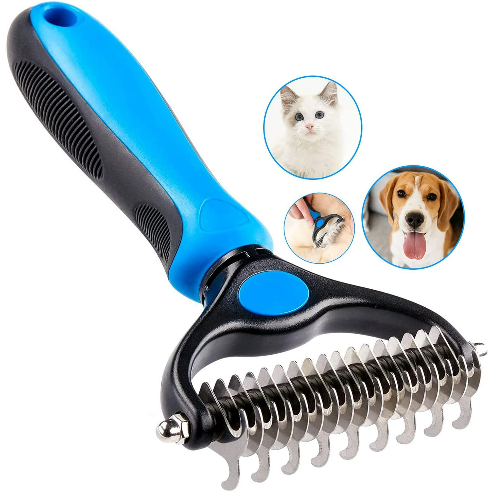 Piece Professional Dog Grooming Comb and Brush for Long Haired Dogs Dog and Cat Grooming Rake for Removing Pet s Undercoat Blue Small Walmart