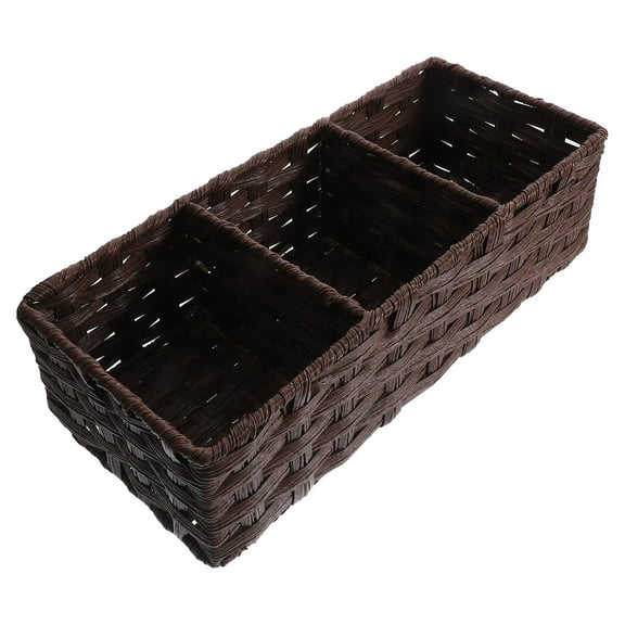 PAMINGONO Desk Baskets Woven Storage Basket Coffee Braided 1Pack