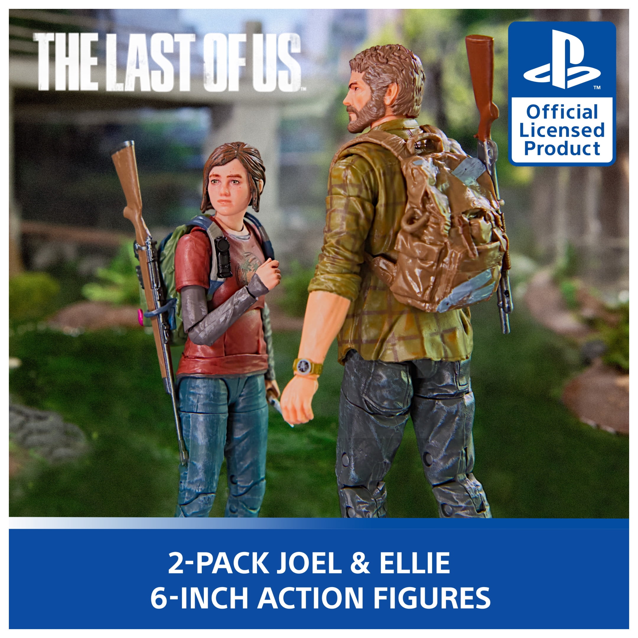 PlayStation The Last of Us, 2-Pack 6” Joel & Ellie Action Figures with 19 Accessories, 17+