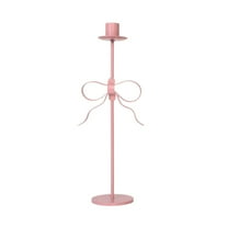 Luoshdecor Taper Candle Holder,Metal Pink Bow Candle Sticks Holder Decor for Dining Christmas Valentine Table Decor 13 in