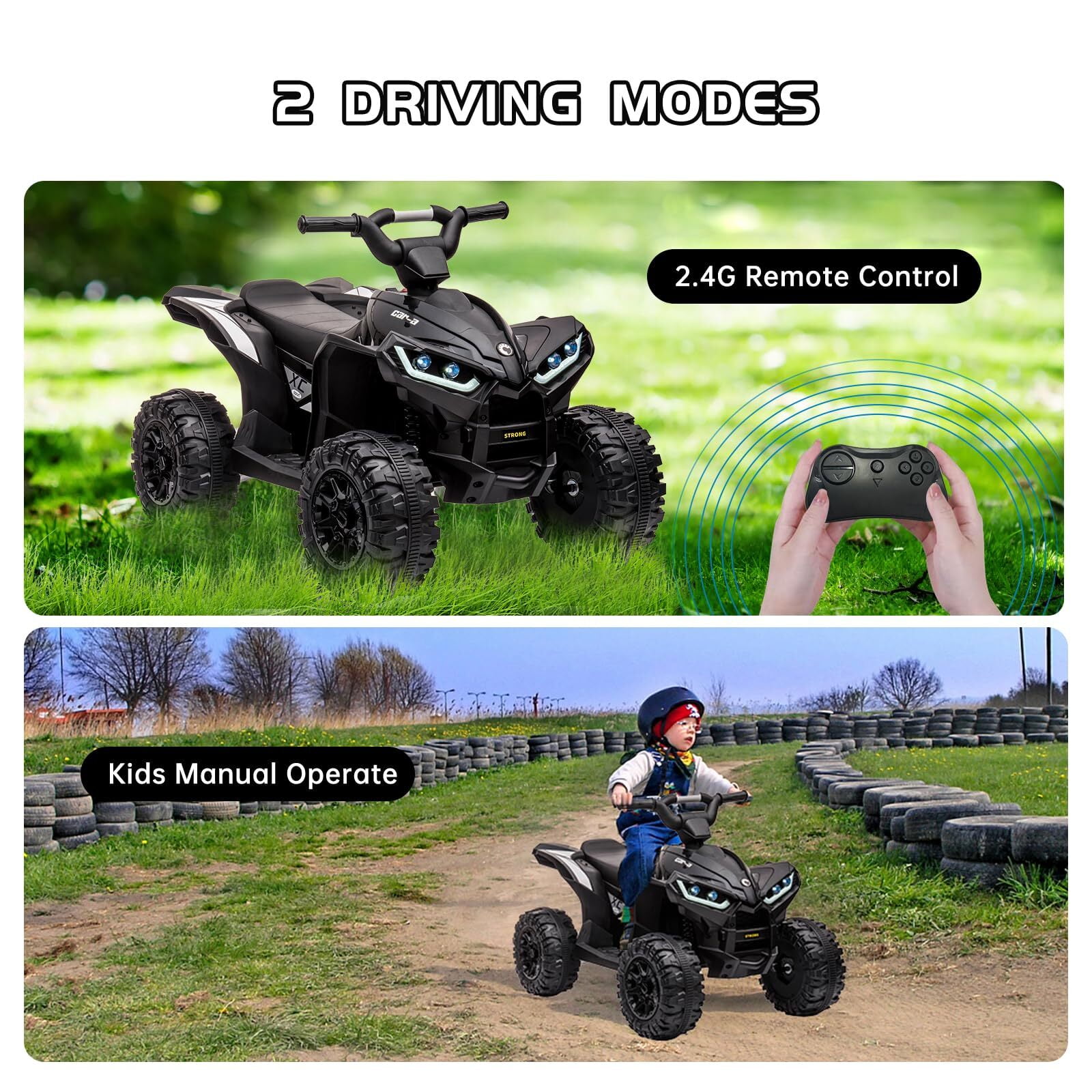 Kids 12V Kids Ride-On Electric ATV with 2 Seater,4 Wheeler Quad Car Toy Electric Vehicle with Music,LED Lights, High/Low Speed,2.1mph Max Speed,Battery Powered Wheels Car for Kids 3-8 Years Old
