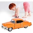 thumbnail image 3 of Voiture de Simulation, 1:36 Cadillac Voiture Classique Fonction de Rétrofriction Jouet de Voiture, pour Enfants (Orange), 3 of 8
