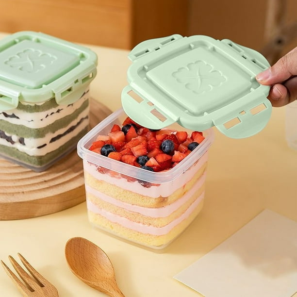 Boîte à Gâteau Ronde Portable Avec Couvercle - 26 Cm De Diamètre, Poignée, Plastique PP Vert - Pour Transporter Gâteaux, Desserts, Sandwiches