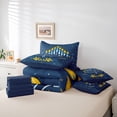 thumbnail image 5 of Manfei Happy Western Chanukah Bedding Comforter Set 7 Pieces, Hanukkah Party Full Bedding Set, Blue Leaf Plant Botanical Reversible Fitted Sheet Flat Sheet, Ultra Soft Bedroom Decor, 5 of 7
