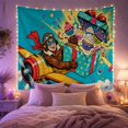 thumbnail image 2 of Airplane Pilot Flying Among Cupcakes and Clouds, Playful Illustration for Aviation Fans, Sweet Flight Decor, Birthday Gift, Tapestry Wall Hanging for Bedroom, Studio and Dorm, 2 of 7