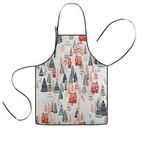 Christmas Tree and House Pattern Kids Aprons for Girls and Boys,Adjustable Neck Strap Toddler Aprons for Kids Cooking Baking
