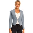 thumbnail image 1 of Chaqueta Corta Casual De Negocios De Oficina De Trabajo Sin Cuello Para Mujer Gris azul3 S, 1 of 6