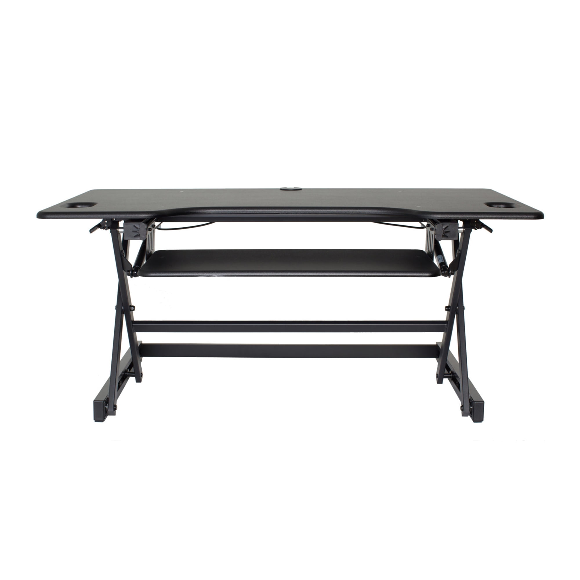 Rocelco 46" Large Height Adjustable Standing Desk Converter | Quick Sit Stand Up Triple Monitor Riser | Gas Spring Assist Computer Workstation | Retractable Keyboard Tray | Black (R DADRB-46)