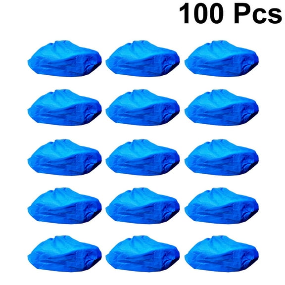 WRISTBIQUE 100pcs Kids Shoes Cover CPE Plastic Shoe Covers Blue for Rainy Weather Use
