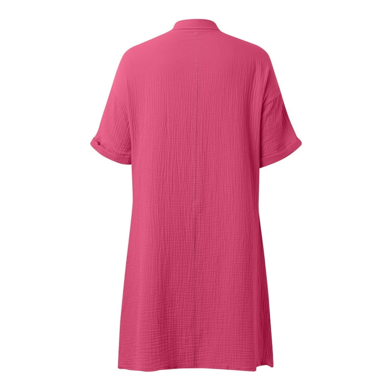 Sokhug Womens Midi Dresses V Neck Cotton Blend Short Sleeve Henley Button Textured Crinkled Tunic Dress Side Pockets Casual Dresses, Women's, Size: Sokhug Womens Midi Dresses V Neck Cotton Blend Short Sleeve Henley Button Textured Crinkled Tunic Dress Side Pockets Casual Dresses, Women's, Size:
