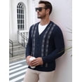 thumbnail image 3 of COOFADNY Mens Cardigan Sweater Vintage Striped V-Neck Long Sleeve Button Down Knitted Sweaters, 3 of 8