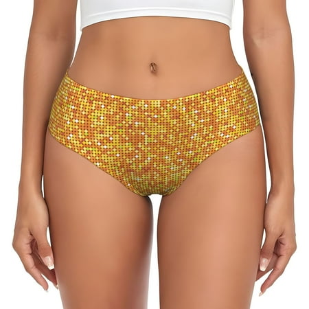 Womens Underwear - Gold Glitter lightning C No Show Seamless Underwear for Women  Soft Comfort Stretch Women s Panties  Hipster Ladies Panties Bikini Underwear Briefs