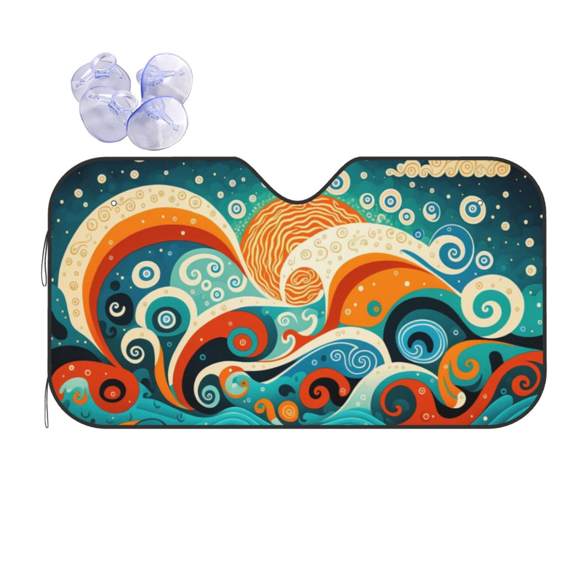 XMXY Car Sun Shade Windshield, Ocean Sea Waves Automotive Front Window