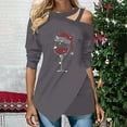 thumbnail image 2 of IROINNID Christmas Sweatshirts for Women One-shoulder Sexy Holiday Shirts Printed Women's Long Sleeve Casual Trendy Tops,Gray, 2 of 5