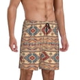 thumbnail image 2 of Balery Traditional Tribal Aztec Pantalones cortos de pijama de punto de algodón para hombre con cinturilla y bolsillos-3X-Large, 2 of 6