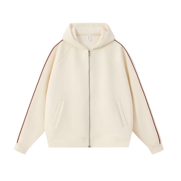 Autumn/Winter Color Block Striped Design Zipper Hoodie Jacket Men's Preppy Style Loose-fitting Casual Sweatshirt Women's