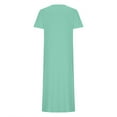 thumbnail image 5 of Arnsht Women's Cotton Linen Maxi Dress T-Shirt Cap Sleeve Crewneck Casual Loose Slit Side Long Beach Vacation Dresses Mint Green M, 5 of 6