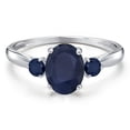 thumbnail image 3 of Gem Stone King 10K White Gold Blue Sapphire 3-Stone Ring for Women | 2.10 Cttw | Oval 8X6MM | Gemstone September Birthstone | Size 7, 3 of 6