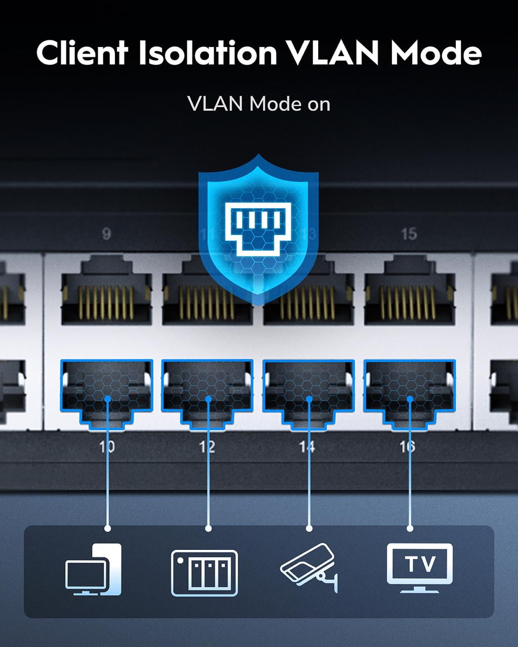 The GS1024 is a 24-port Gigabit Ethernet switch with a fanless, silent design. It supports VLAN/extended modes, desktop/rack mounting, and plug-and-play functionality.