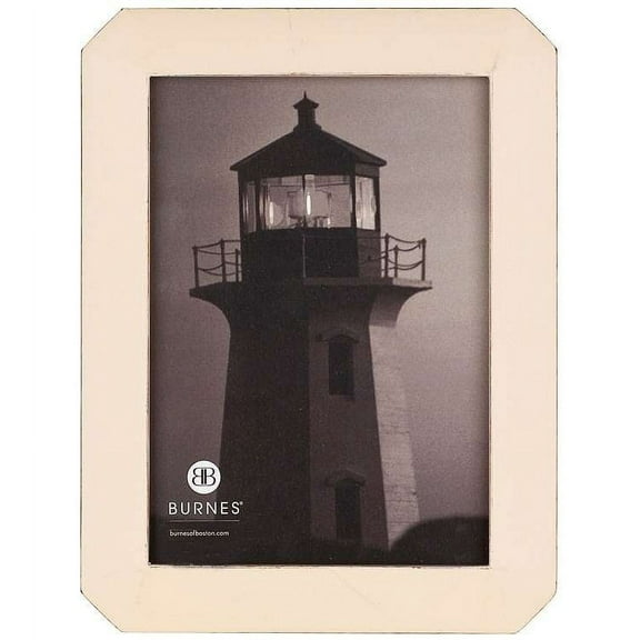 Early Americana OCTAGON WOOD 8x10 in distressed IVORY stain by Burnes - 8x10