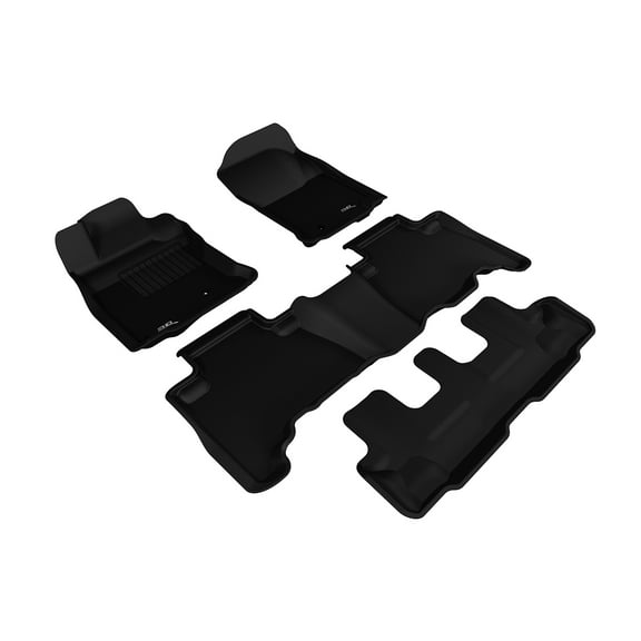 3D MAXpider Complete Set Custom Fit All-Weather Floor Mat for Select Toyota 4Runner Models - Kagu Rubber (Black)