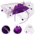 thumbnail image 2 of Pinzas para el pelo con forma de tocado, de malla con plumas, para fiestas de té, con flores, para bodas, mini sombreros, accesorios para el cabello, 2 of 7